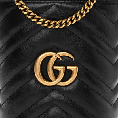 Gucci Calfskin Matelasse Mini GG Marmont 2.0 Bucket Bag Black 8 of 11