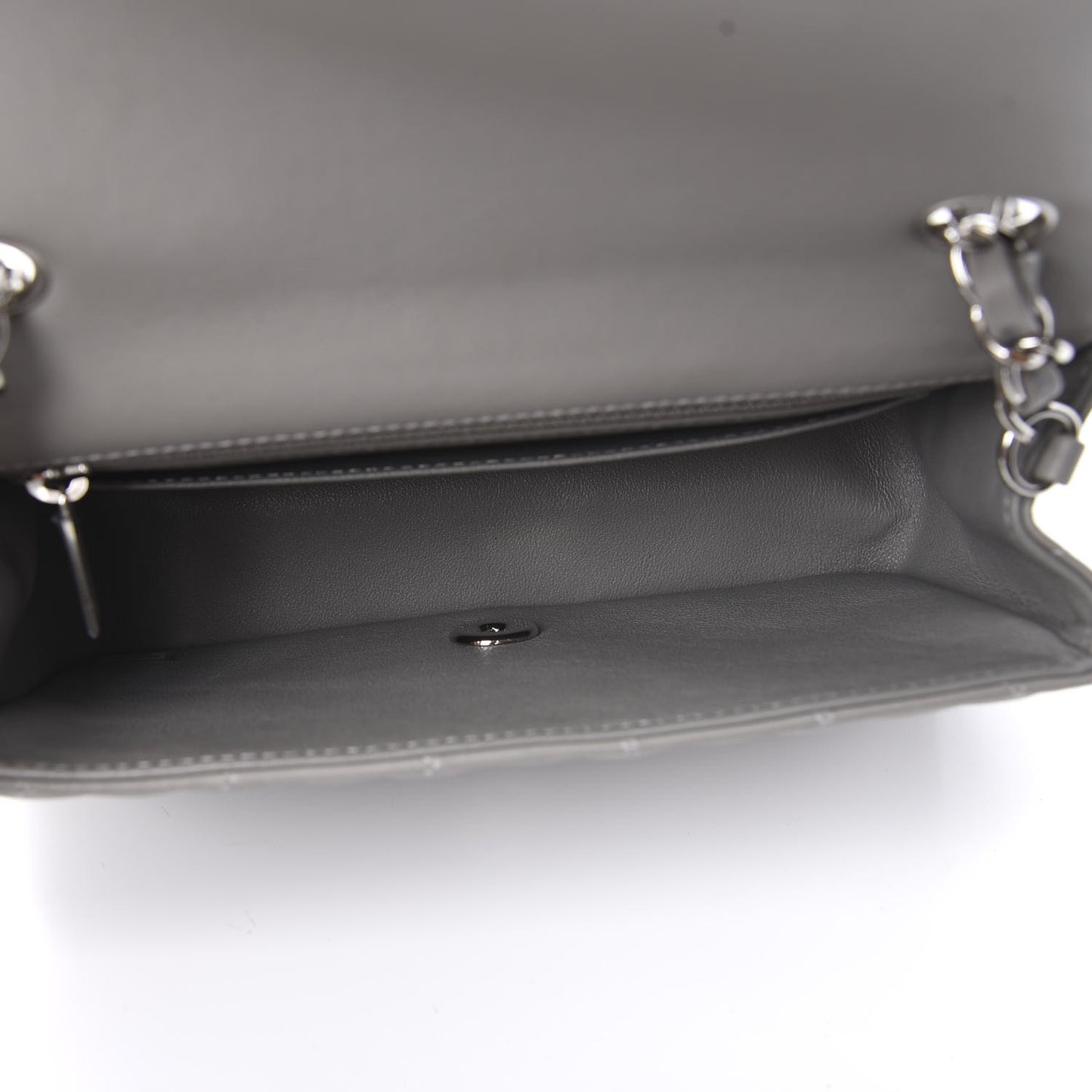 Lambskin Quilted Mini Rectangular Flap Grey