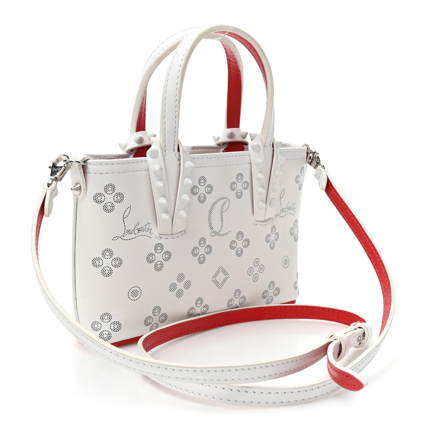 Christian Louboutin Calfskin Loubinthesky Nano Cabata Tote White 3 of 14