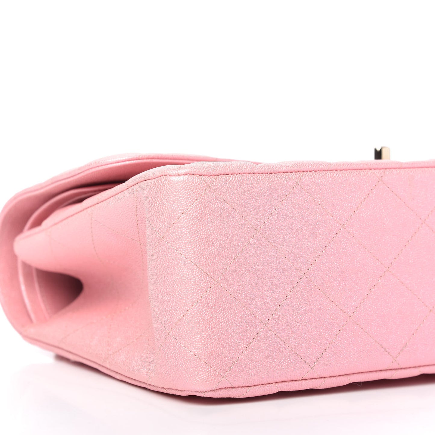 Iridescent Caviar Quilted Jumbo Double Flap Rose Pink