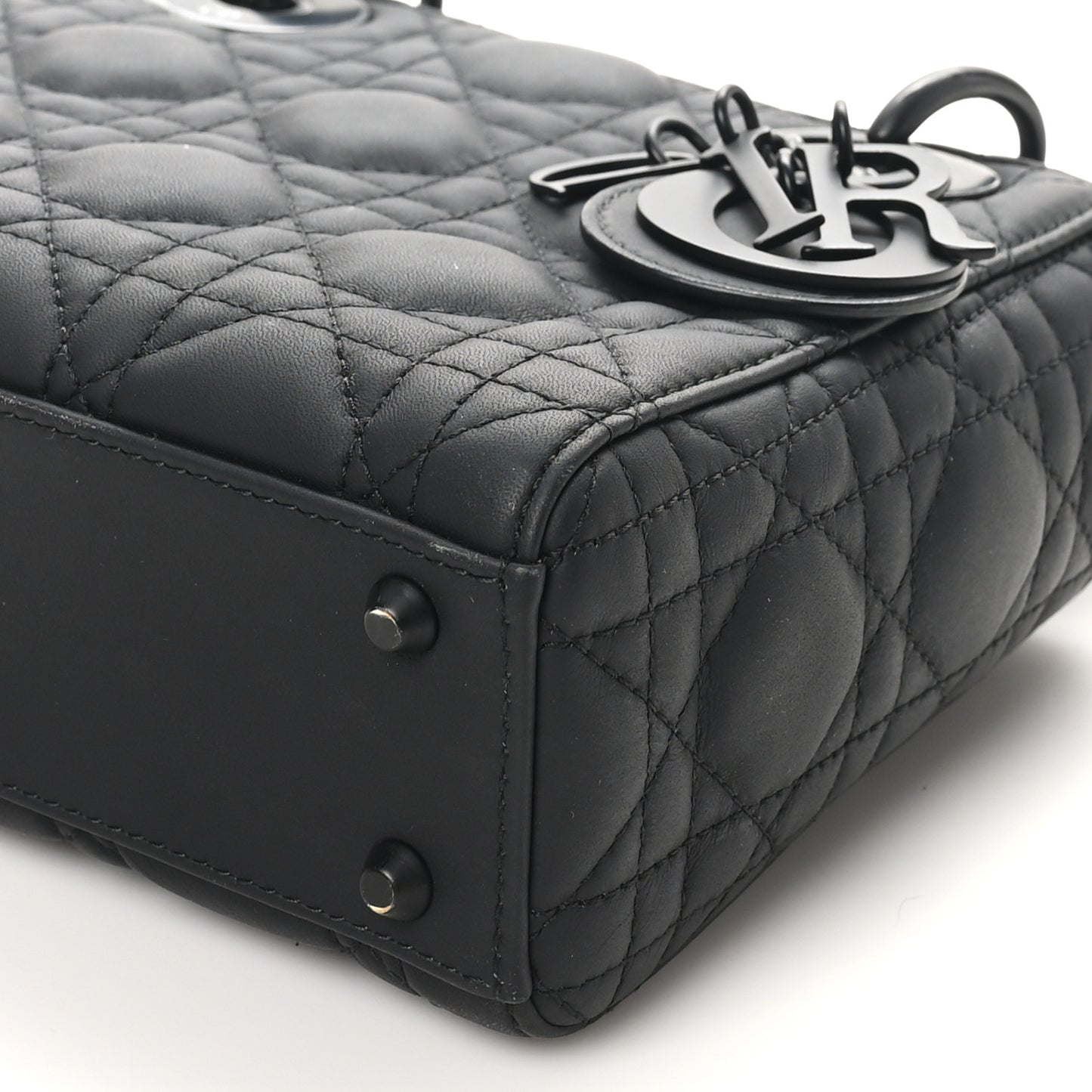Ultra Matte Calfskin Cannage Mini Lady Dior Black