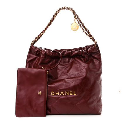 Chanel Metallic Calfskin Quilted Chanel 22 Burgundy 1 of 12