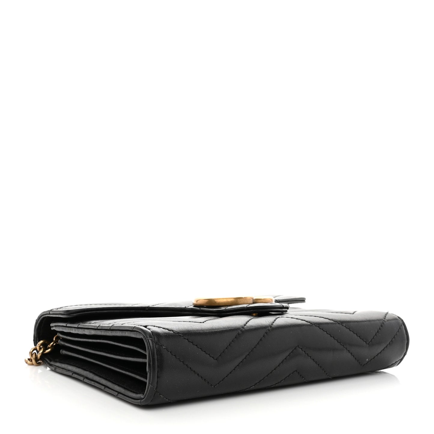 Calfskin Matelasse GG Marmont Chain Wallet Black