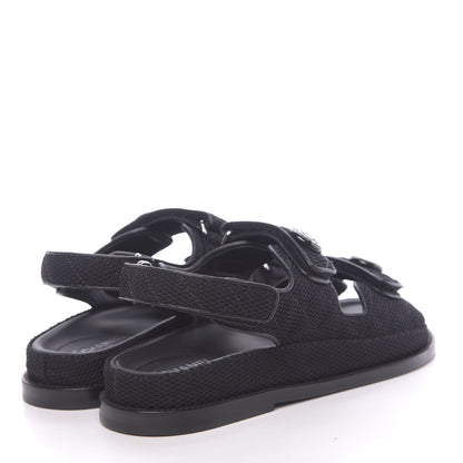 Chanel Fabric Velcro Dad Sandals 38 Black 4 of 9