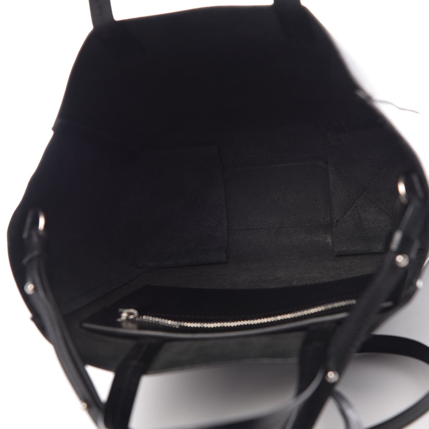 Grained Calfskin Small Vertical Cabas Black