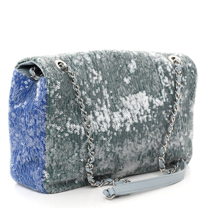 Chanel Sequin Large Waterfall Flap Light Blue 3 of 10