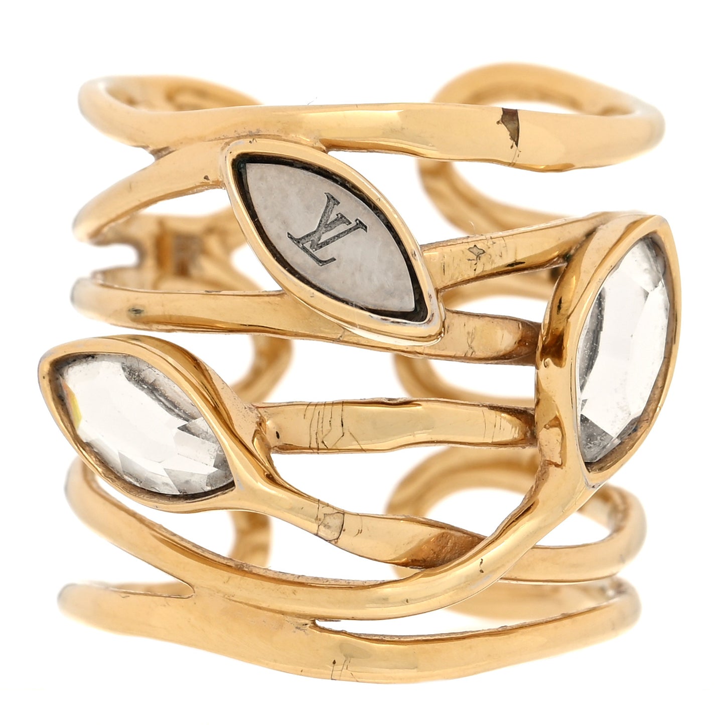 Crystal Wish Bone Ring S Gold