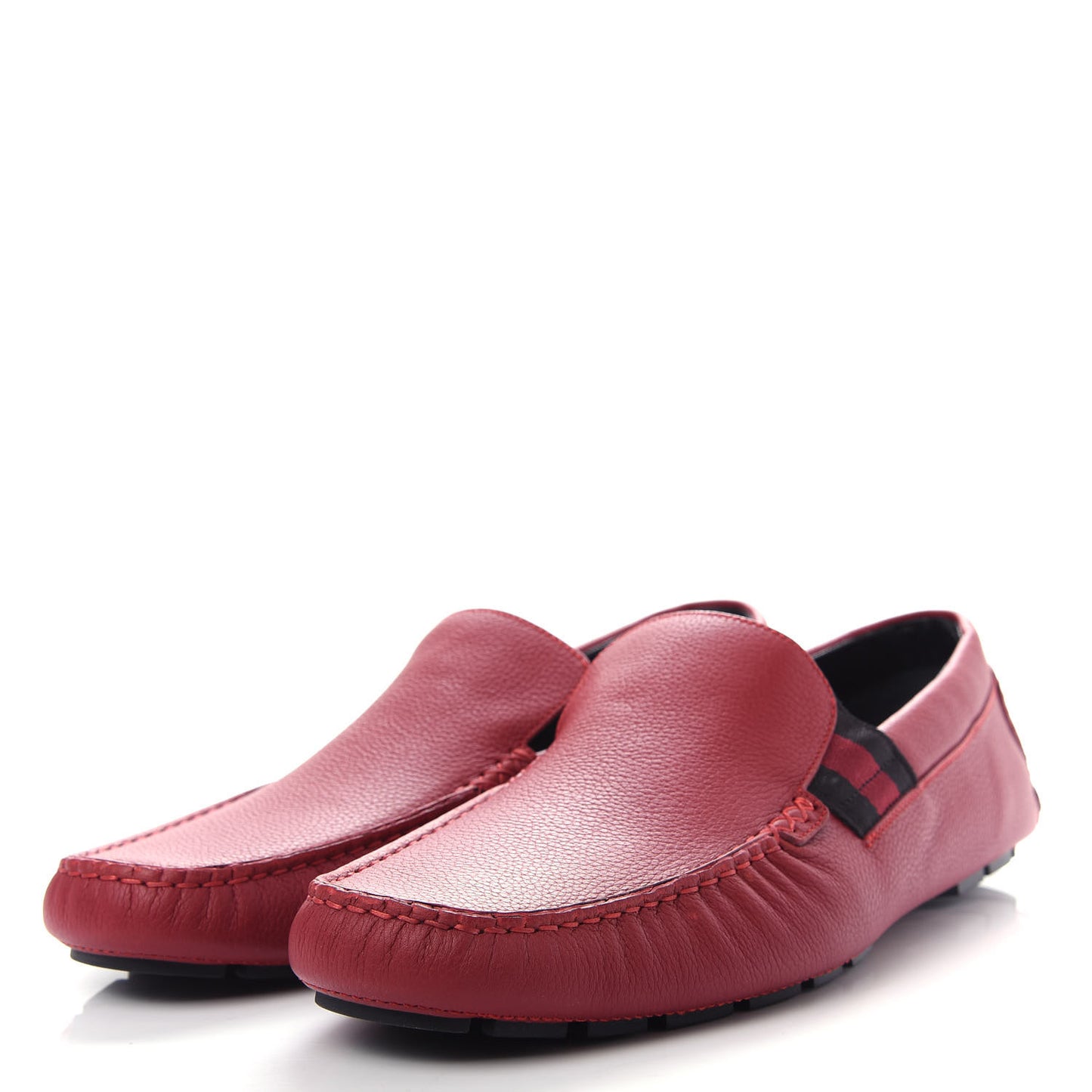 Calfskin Web Mens Driver Loafers 11 Red