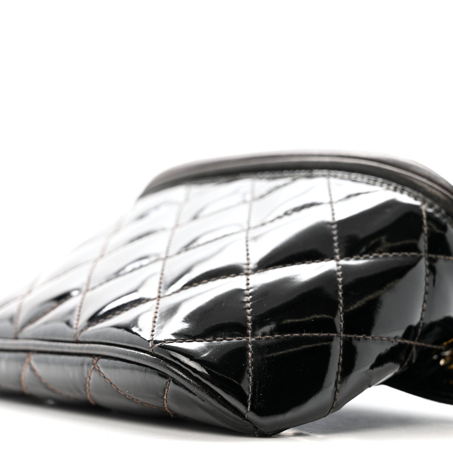 Patent Calfskin Quilted Waist Belt Bag 70 28 Black