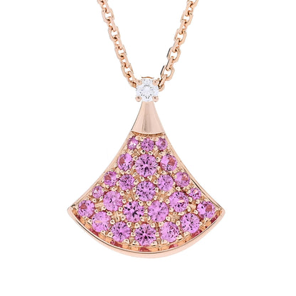 Bulgari 18K Rose Gold Diamond Pink Sapphire Divas' Dream Pendant Necklace 4 of 7