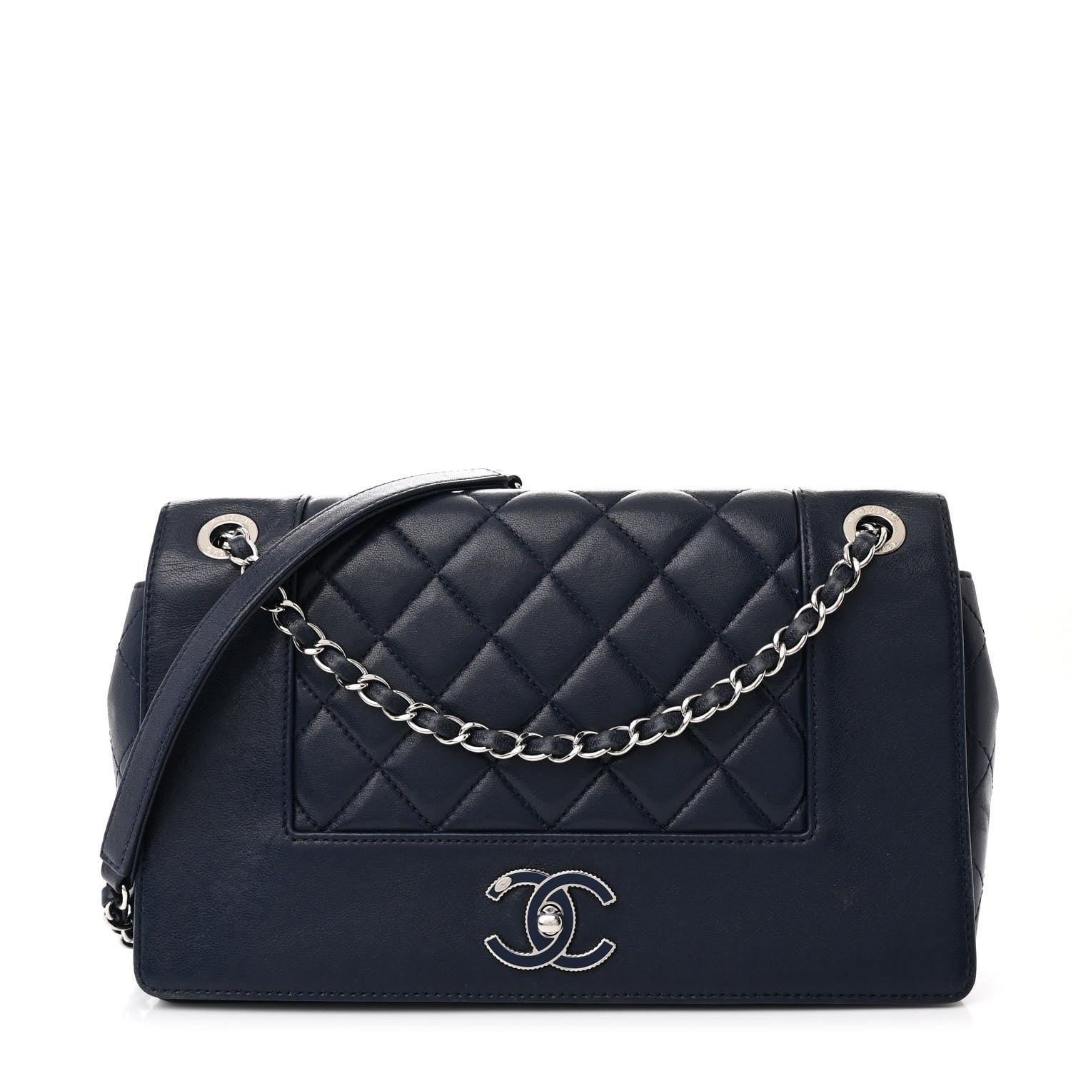 Chanel Sheepskin Quilted Vintage Mademoiselle Flap Dark Navy 1 of 15
