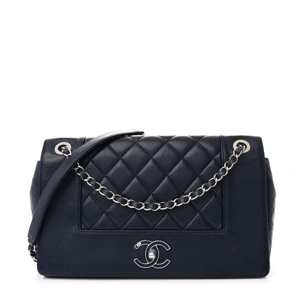 Chanel Sheepskin Quilted Vintage Mademoiselle Flap Dark Navy 1 of 15