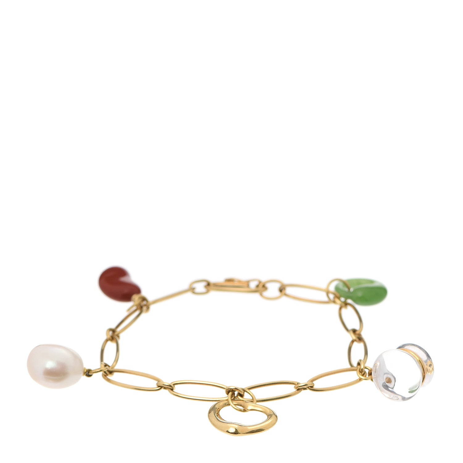 Tiffany 18K Yellow Gold Elsa Peretti Five Stone Charm Bracelet 1 of 5