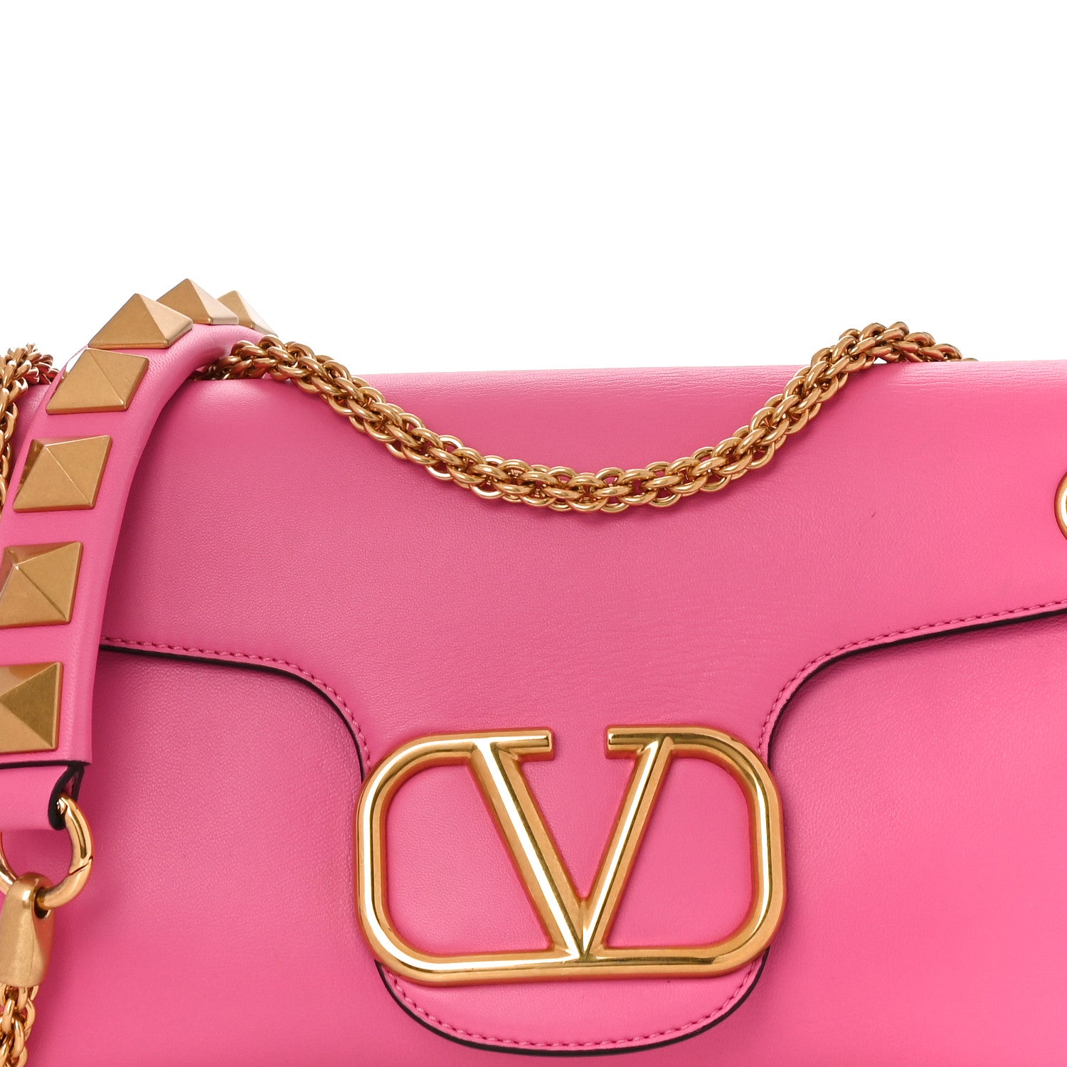 Valentino Garavani Nappa Stud Sign Shoulder Bag Feminine Pink 7 of 9