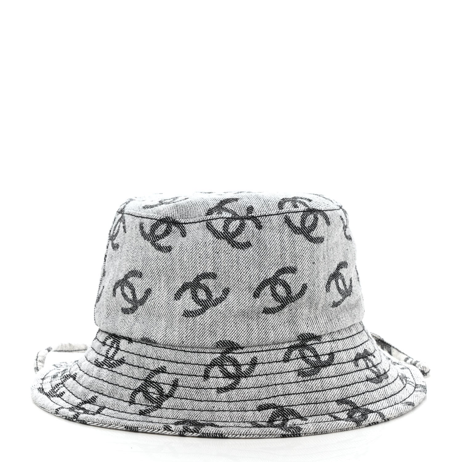 Chanel Denim CC Bucket Hat M White Black 6 of 8