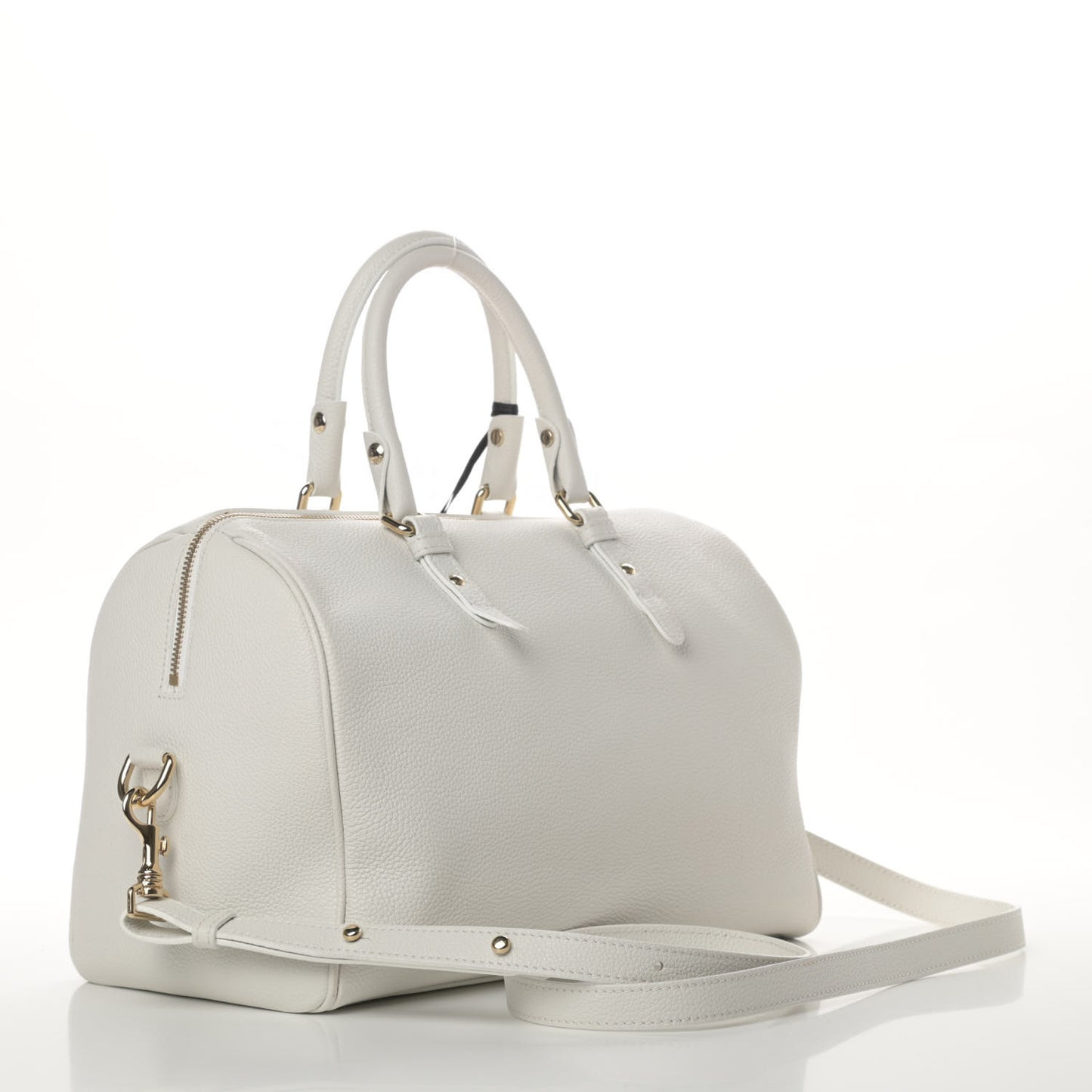 Grained Calfskin Palazzo Bowler White