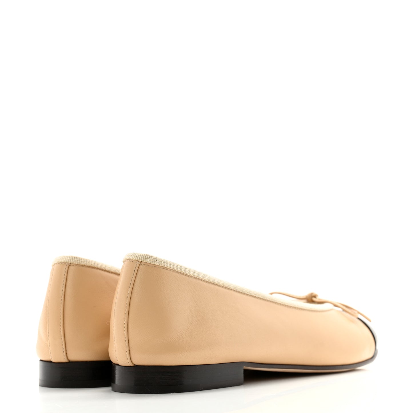 Lambskin Cap Toe CC Ballerina Flats 38 Beige Black