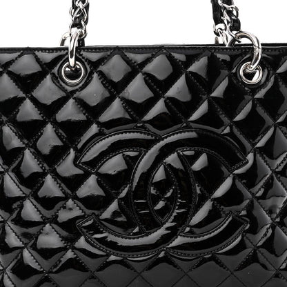 Chanel Patent Quilted Grand Shopping Tote GST Black 9 of 11