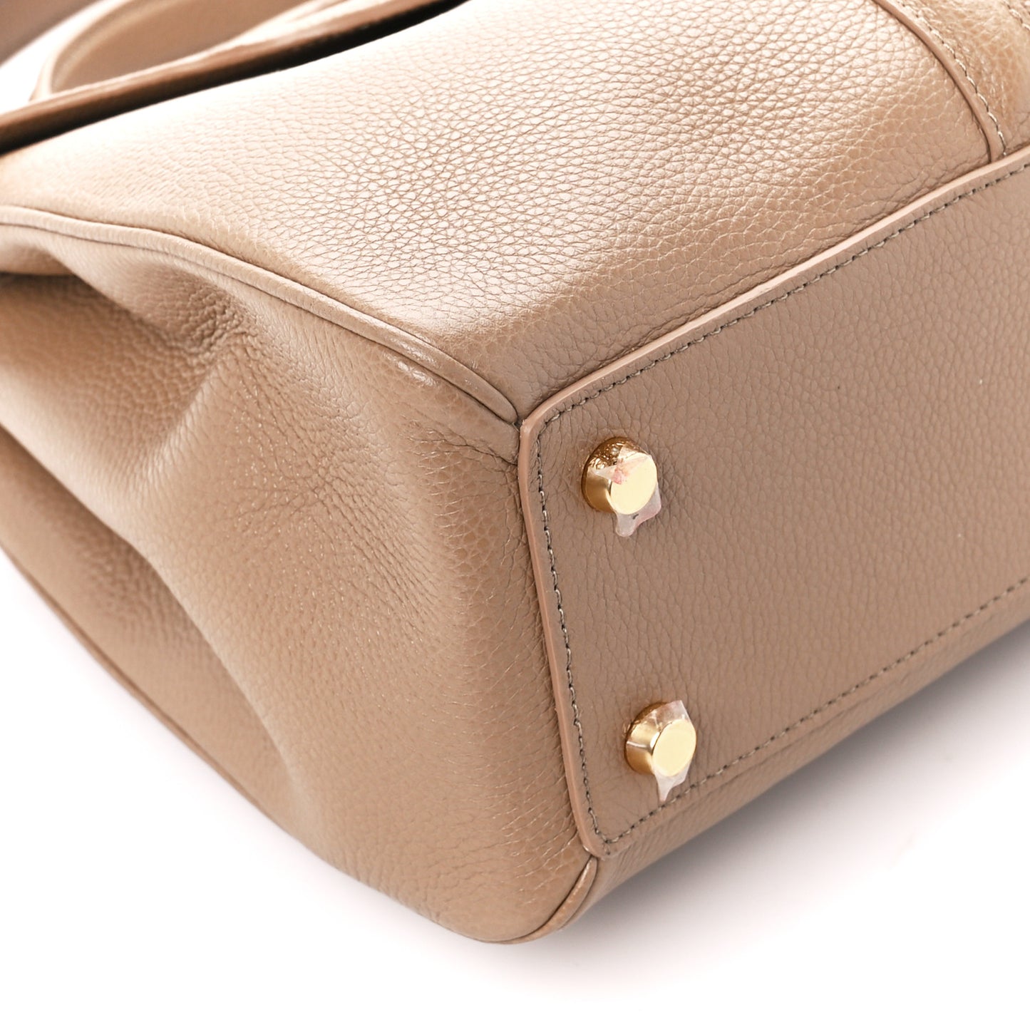 Grained Calfskin Small 16 Top Handle Bag Beige