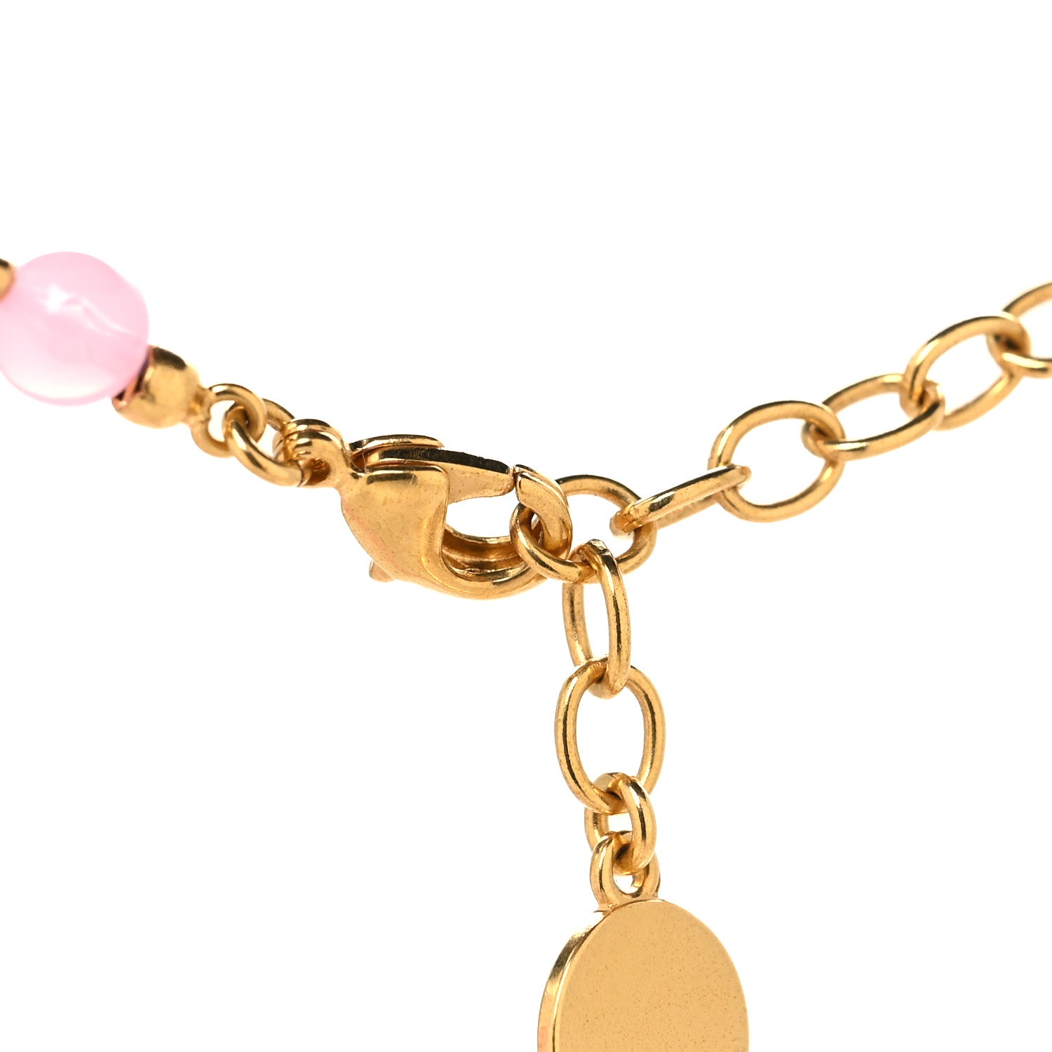 Christian Dior Metal Resin Bead 30 Montaigne Choker Necklace Pink Gold 4 of 5