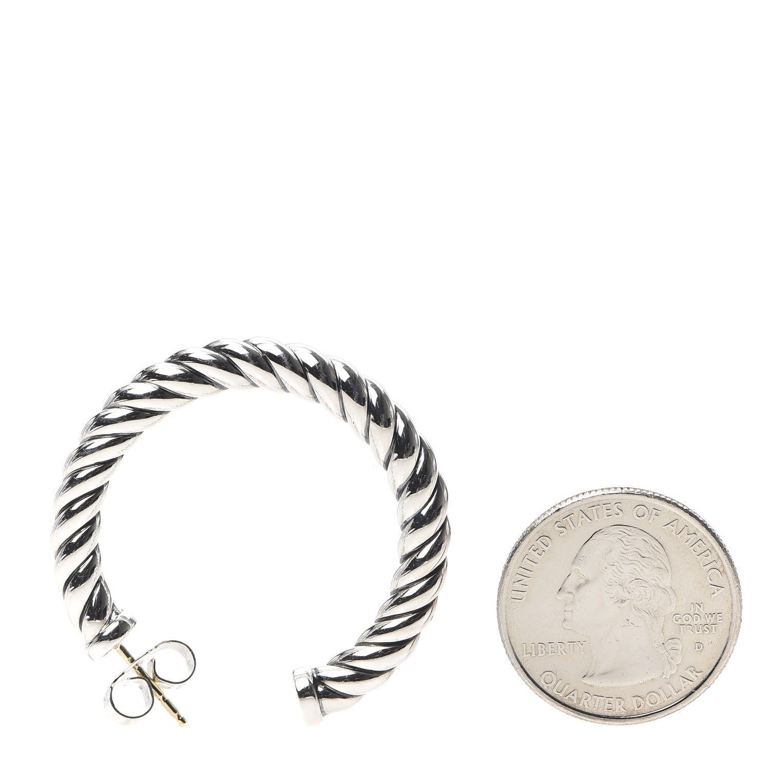 David Yurman Sterling Silver Small Sculpted Cable Hoop Earrings 2 of 4