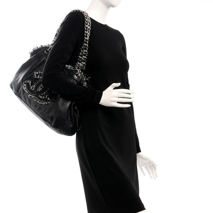 Chanel Tweed Lambskin Drawstring Tweedy Tote Black 2 of 7