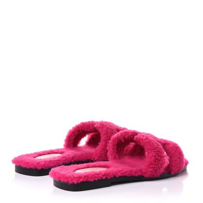 Hermes Woolskin Oran Sandals 38.5 Rose Fuchsia 4 of 9