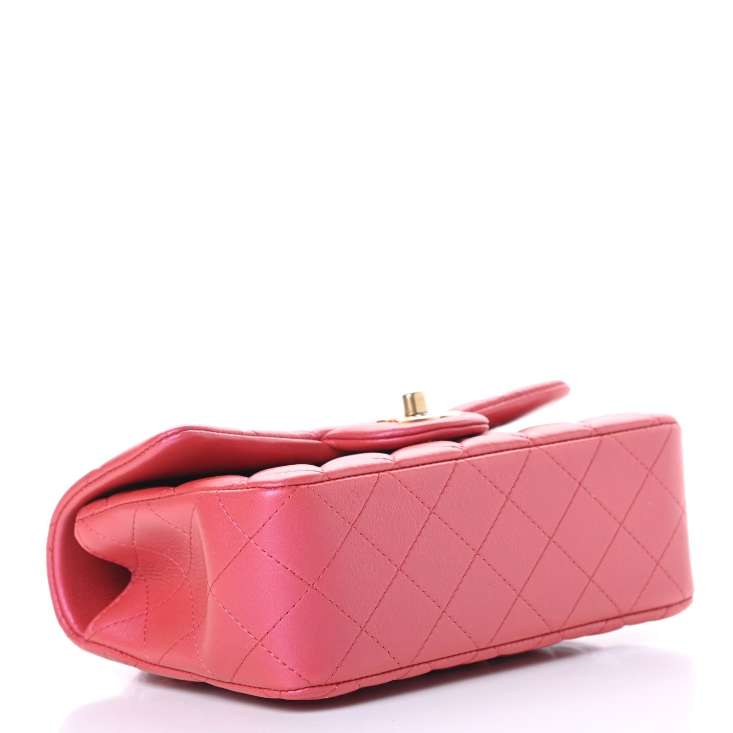 Chanel Iridescent Lambskin Quilted Mini Top Handle Rectangular Flap Red 4 of 11