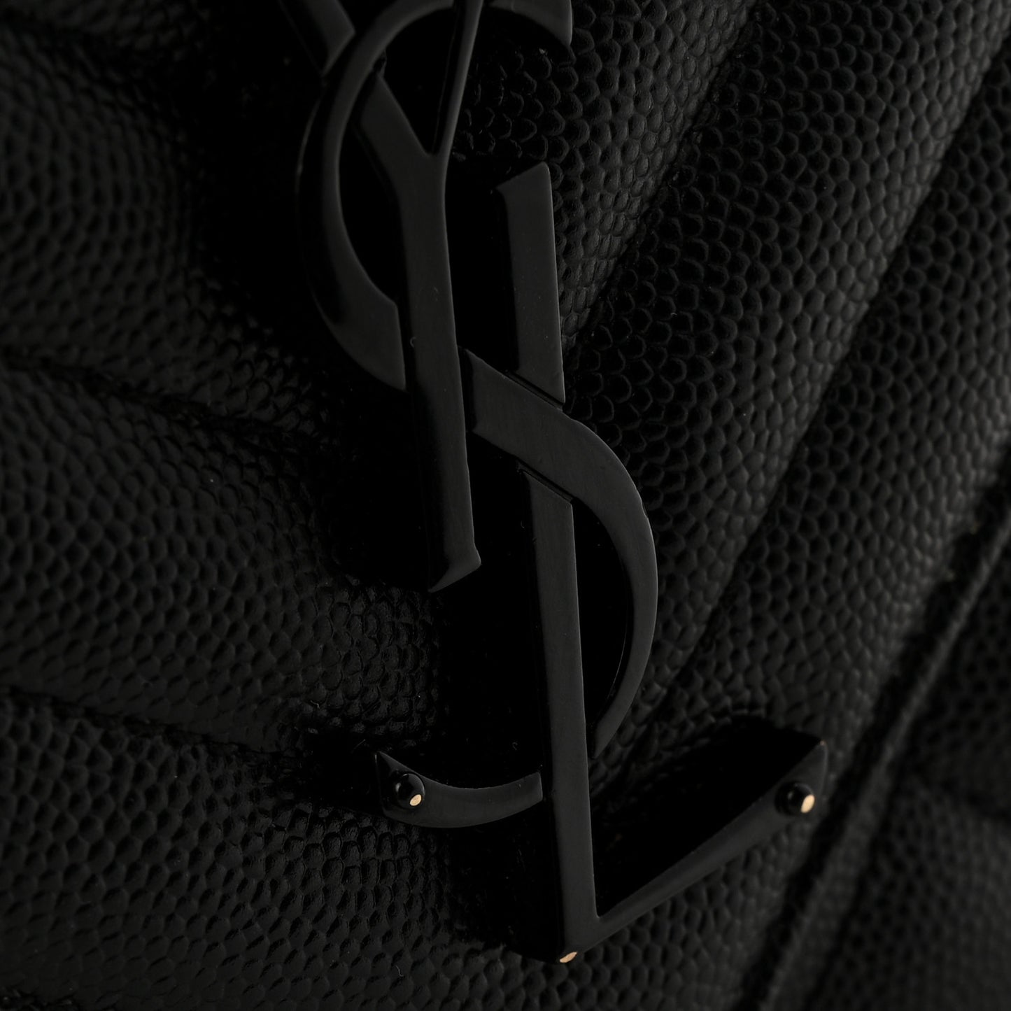 Grain De Poudre Textured Mixed Matelasse Triquilt Medium Monogram Monochrome Satchel Black