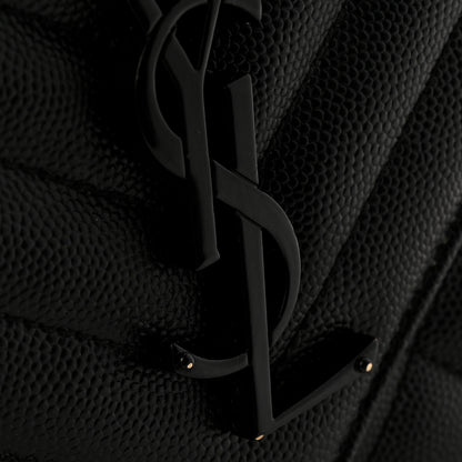 Saint Laurent Grain De Poudre Textured Mixed Matelasse Triquilt Medium Monogram Monochrome Satchel Black 14 of 15