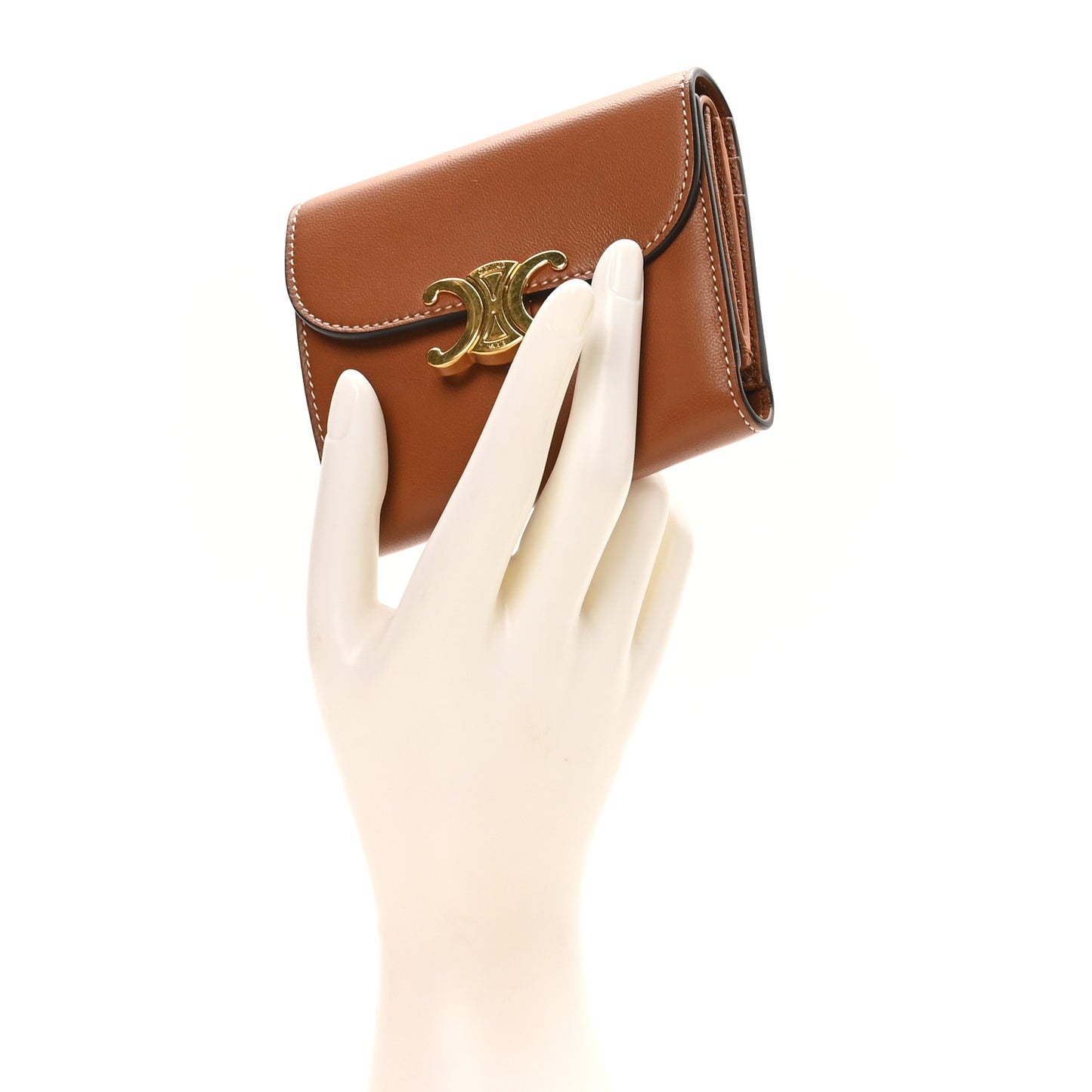 Shiny Smooth Lambskin Small Triomphe Wallet Tan