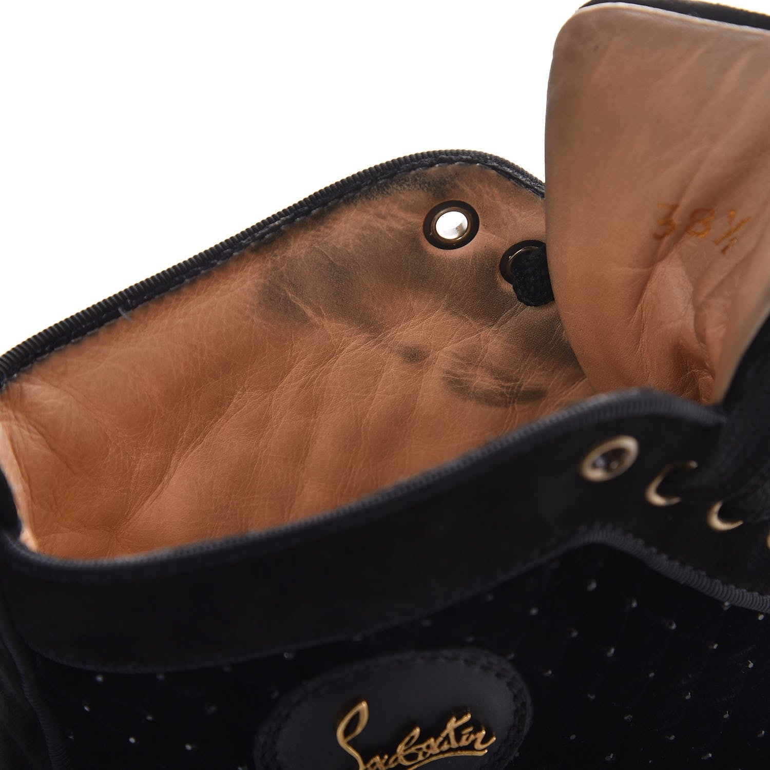 Christian Louboutin Suede Velvet Jeweled Flat Sneakers 38.5 Black 12 of 12