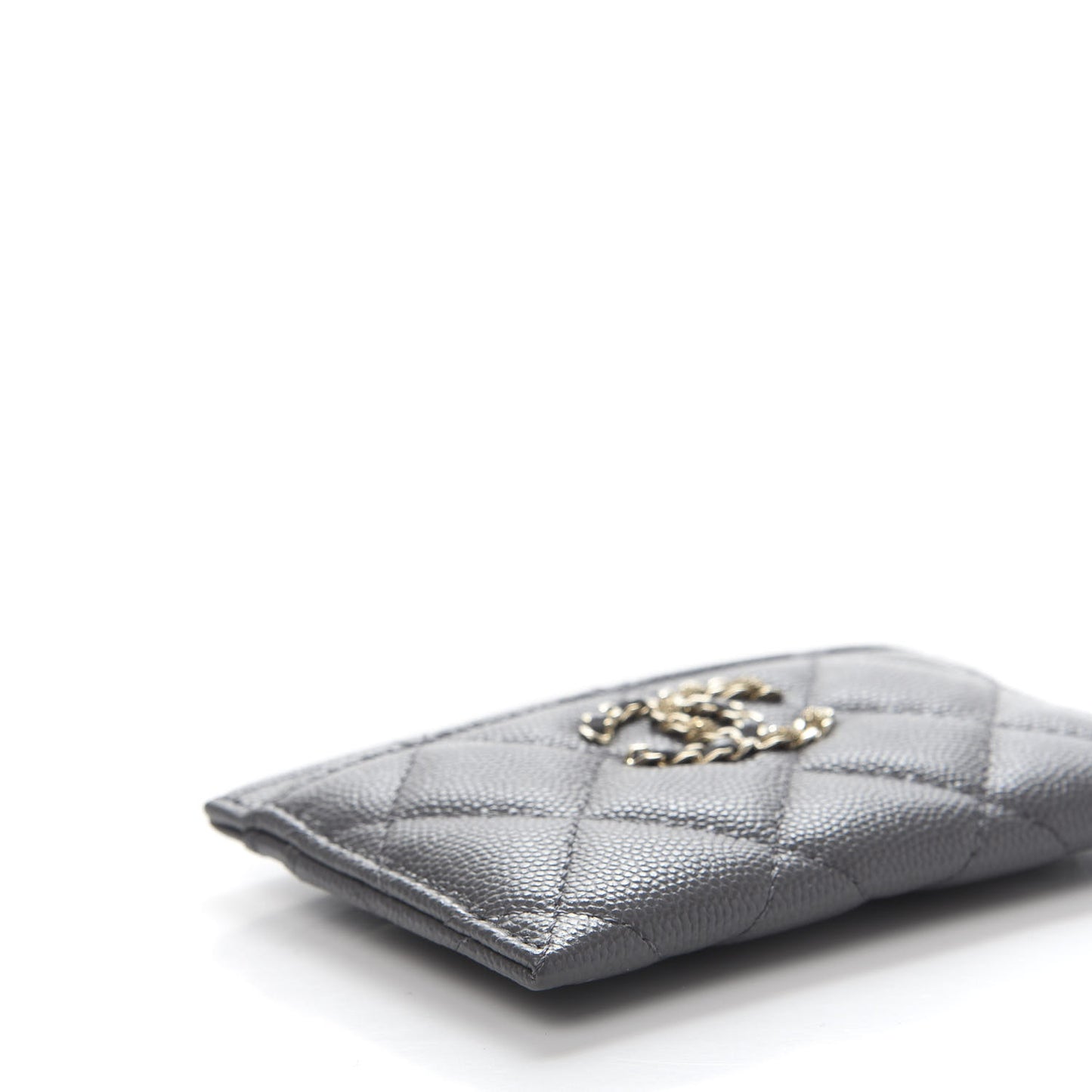 Caviar Quilted French New Wave Card Holder Grey