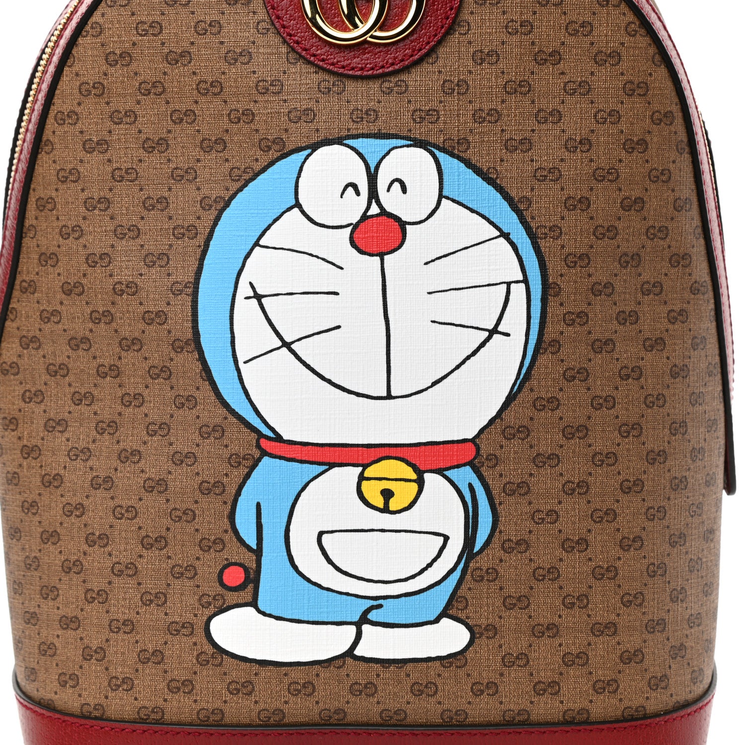 Gucci X DORAEMON Mini Vintage GG Supreme Monogram Small Dome Backpack Beige Cherry Red 8 of 10