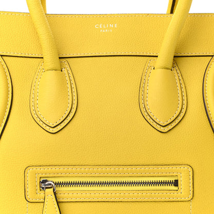 Celine Drummed Calfskin Mini Luggage Citron 7 of 12