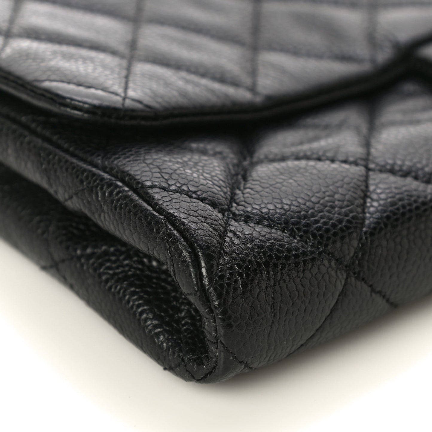 Caviar Quilted Clutch With Chain Flap Black