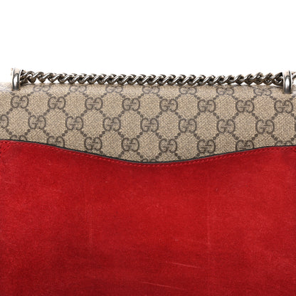 Gucci GG Supreme Monogram Suede Cudu Medium Dionysus Shoulder Bag Beige Ebony Vulcanic Red 17 of 18