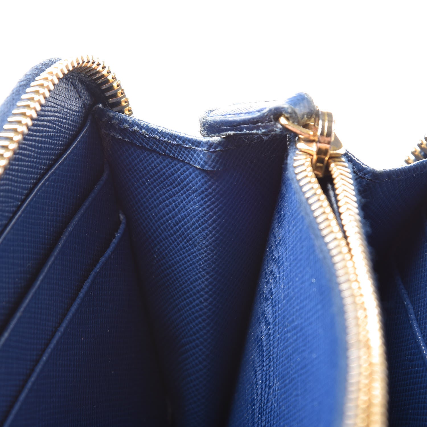 Prada Saffiano Metal Zip Around Wallet Bleuette 17 of 18