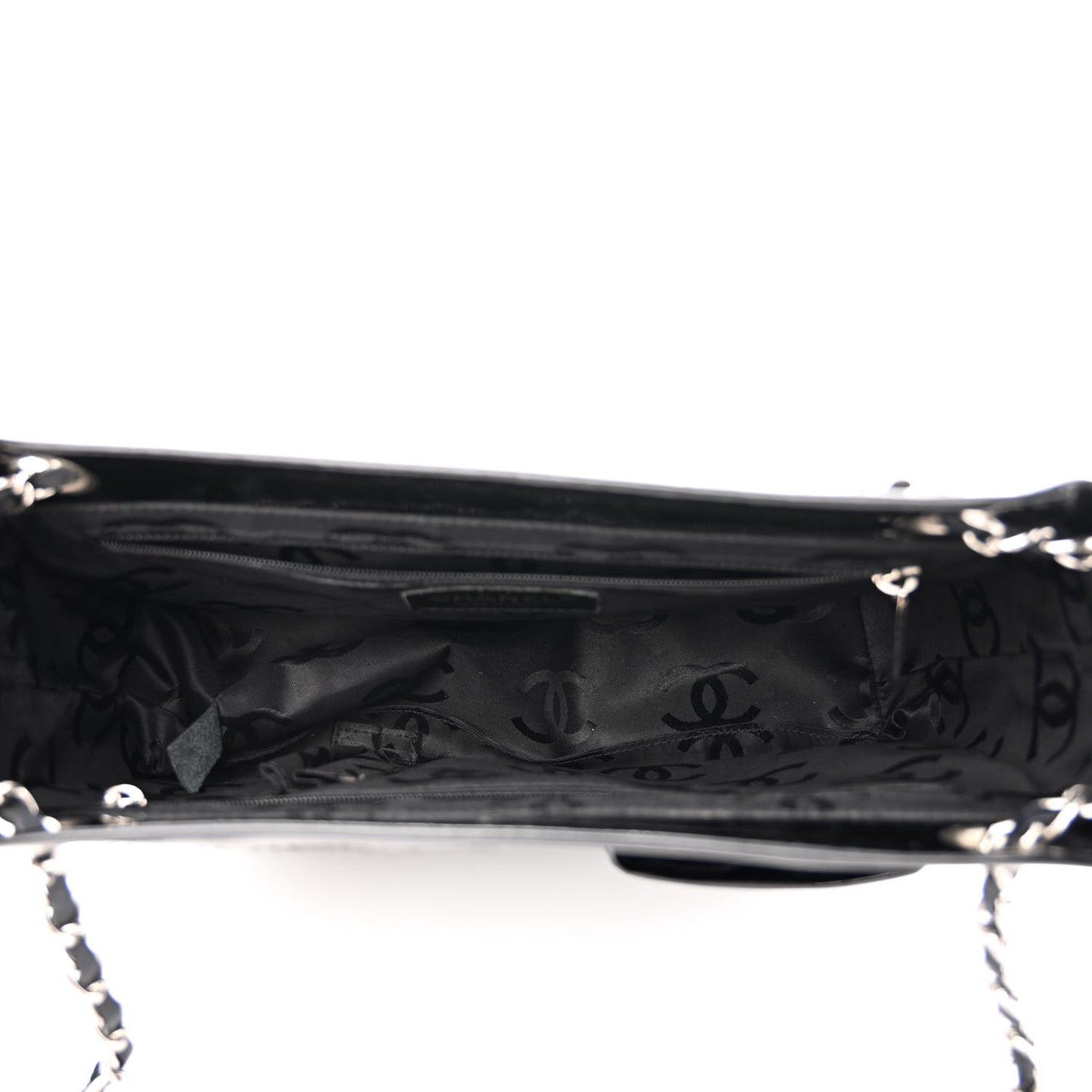 Patent Pony Hair Small Pocket Tote Black