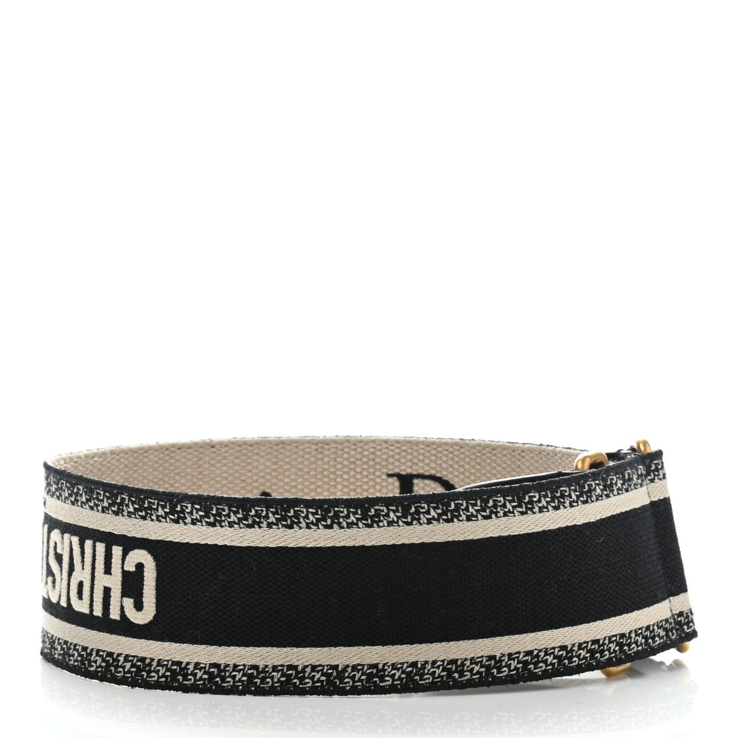 Canvas Embroidered Shoulder Strap Black
