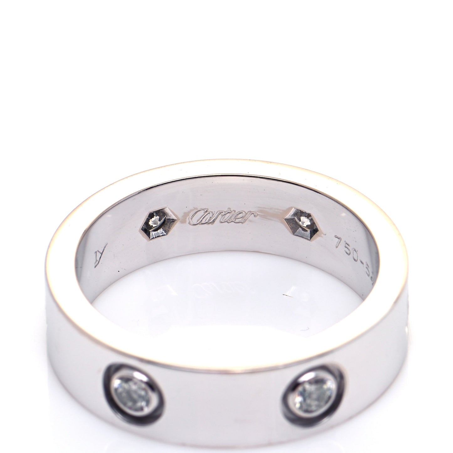 18K White Gold 6 Diamond 5.5mm LOVE Ring 54 7