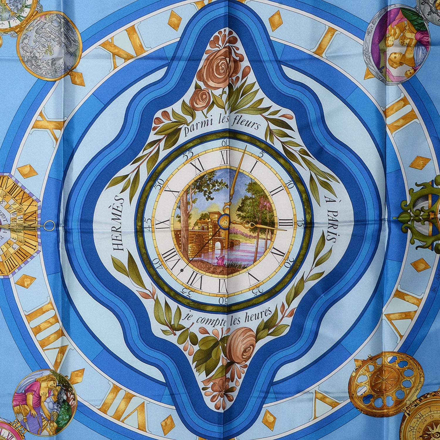 Hermes Silk La Ronde des Heures Scarf 90 1 of 5