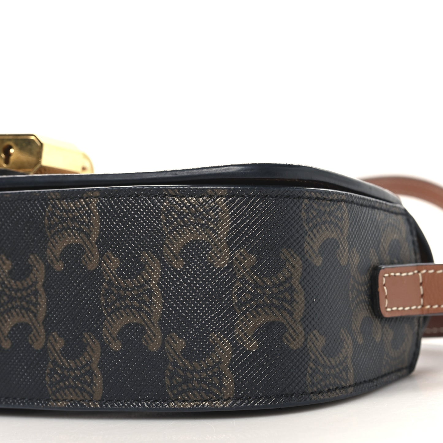 Triomphe Canvas Calfskin Tabou Clutch on Strap Tan