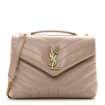 Saint Laurent Calfskin Y Quilted Monogram Small Loulou Chain Satchel Light Natural 1 of 10