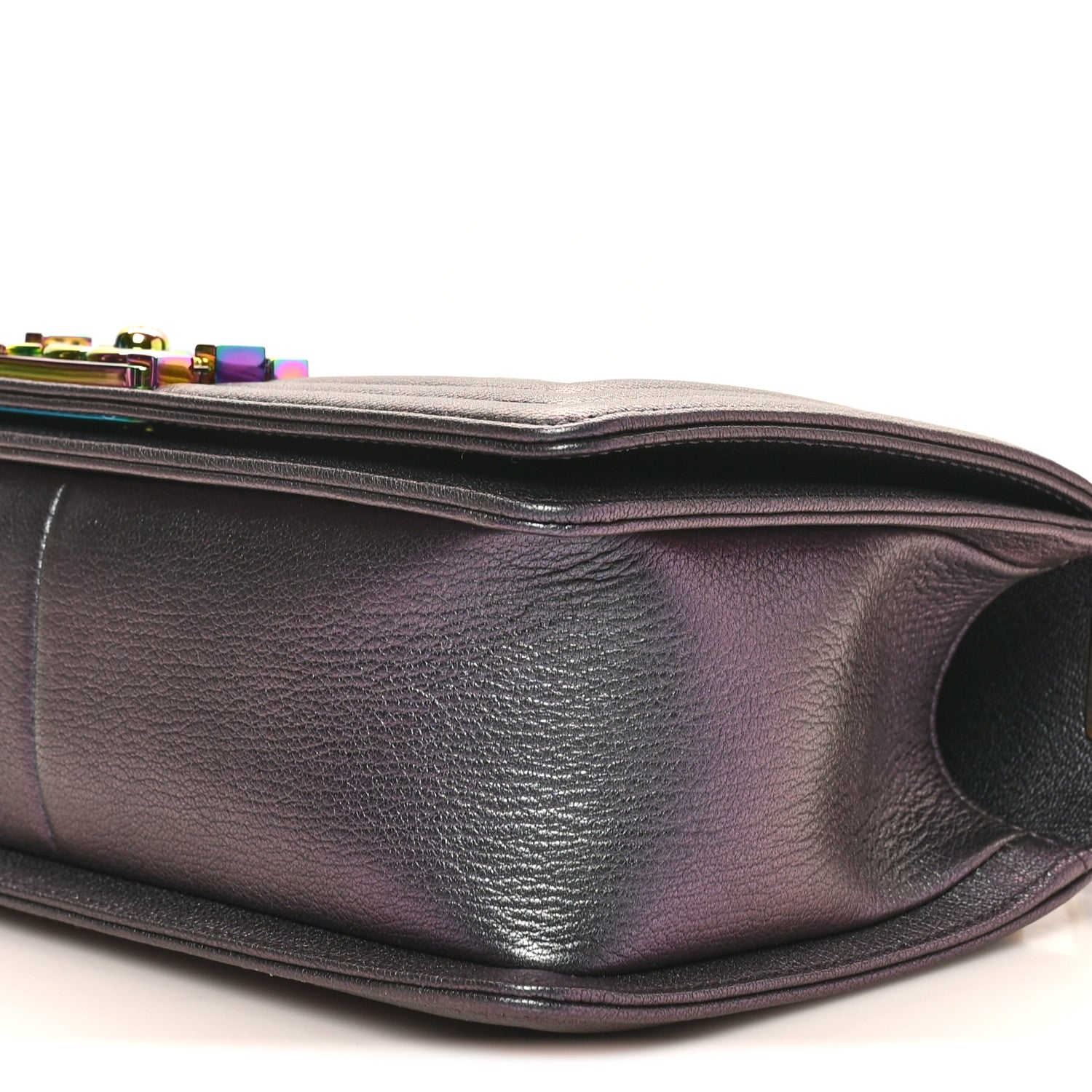 Chanel Iridescent Goatskin Quilted Medium Boy Flap Purple 10 of 10