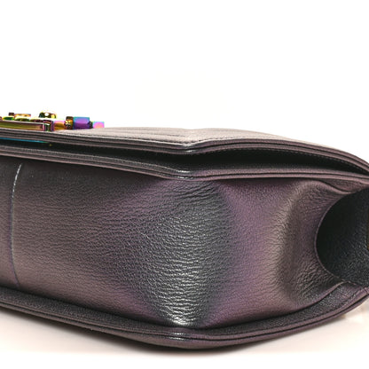 Chanel Iridescent Goatskin Quilted Medium Boy Flap Purple 10 of 10