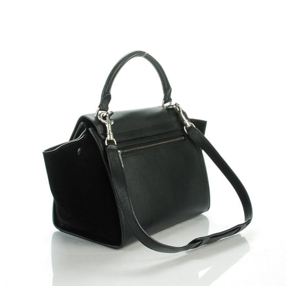 Celine Drummed Calfskin Suede Small Trapeze Black 3 of 8