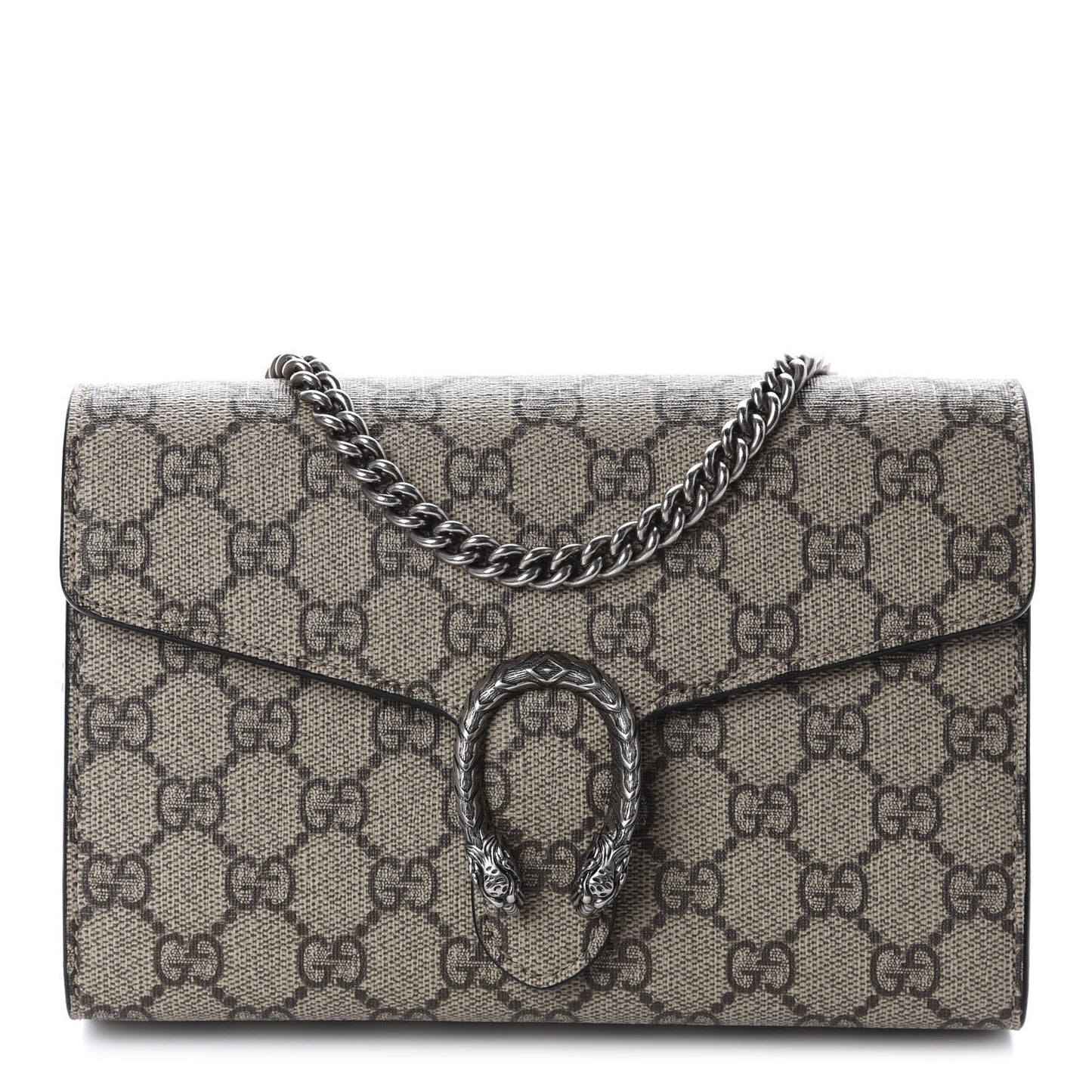 GG Supreme Monogram Mini Dionysus Chain Wallet Beige Black