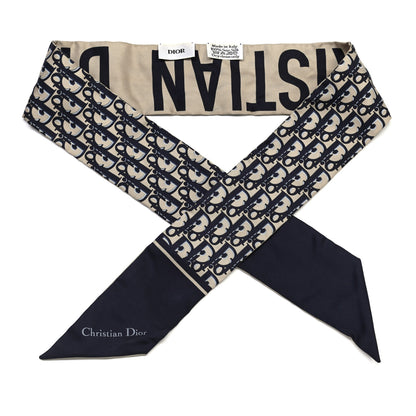 Christian Dior Silk Oblique Mitzah Scarf Blue 1 of 3