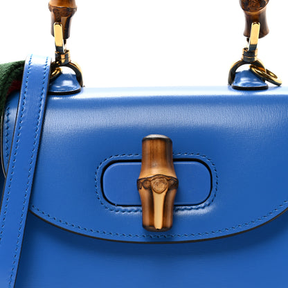 Gucci Boarded Dyana Lux Calfskin Web Mini Bamboo 1947 Top Handle Bag Blue 7 of 9